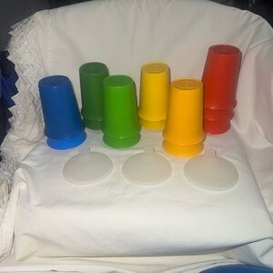 TupperWare Colorful Stacking Cups (13) with 3 Lids